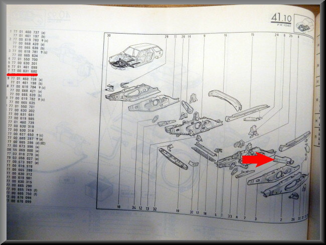 Chassis onderdeel links – Renault 18 – OEM 7700631680 – NOS