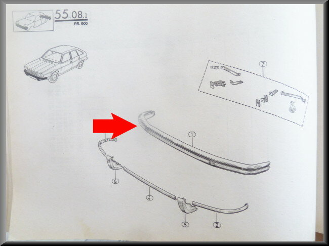 Bumper voorzijde – Renault 20 - Renault 30 (R1270) – OEM 7700585872 – NOS