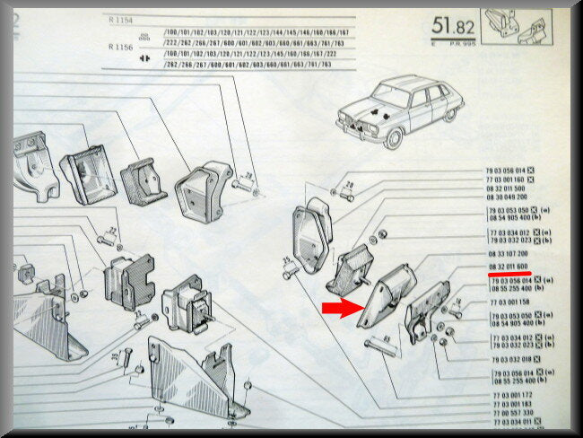 Motorsteun links – Renault 16 – OEM 0832011600