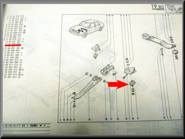 Support moteur gauche – Renault 14 – OEM 7701348966 – NOS