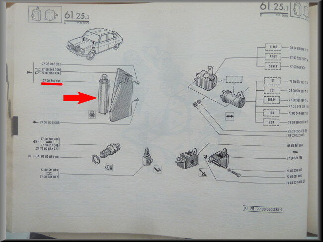 Schakelaar portiervergrendeling – Renault 16 TX (eertse type) – OEM 7700549188