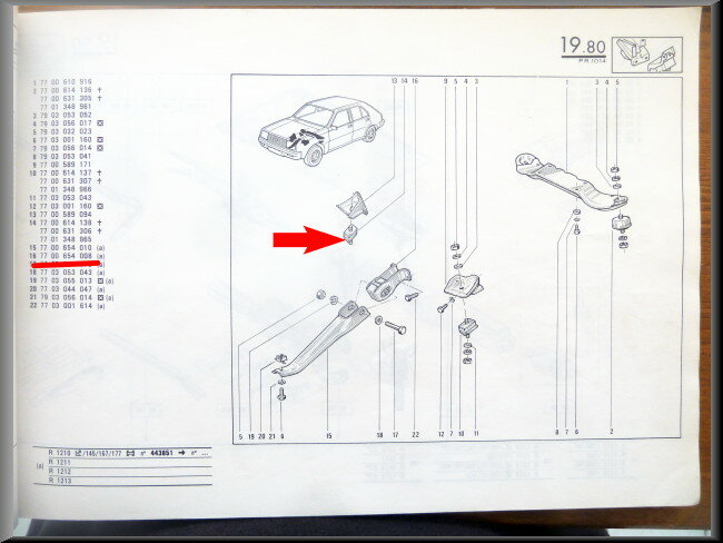 Support de bras de suspension – Renault 14 – OEM 7700654008 – NOS