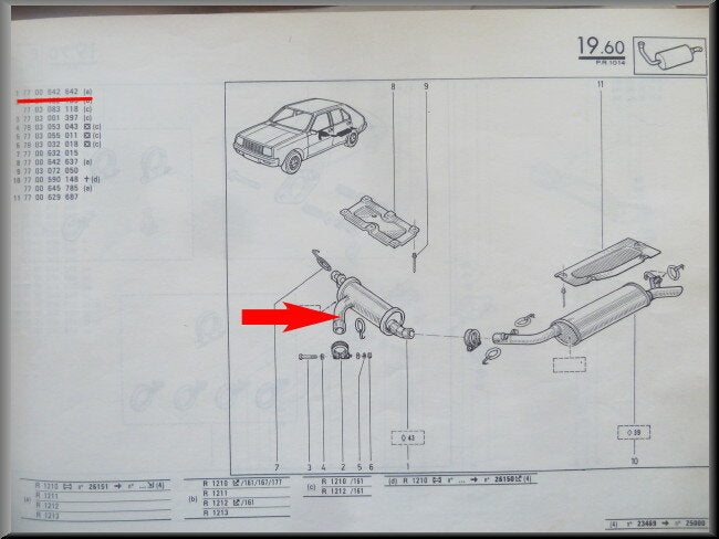 Uitlaat demper – Renault 14 – OEM 7700642642