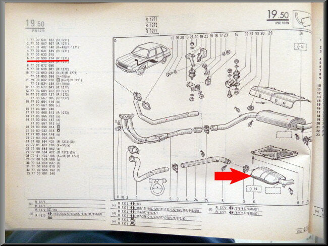 Uitlaat demper – Renault 20 – OEM 7700590272 – NOS