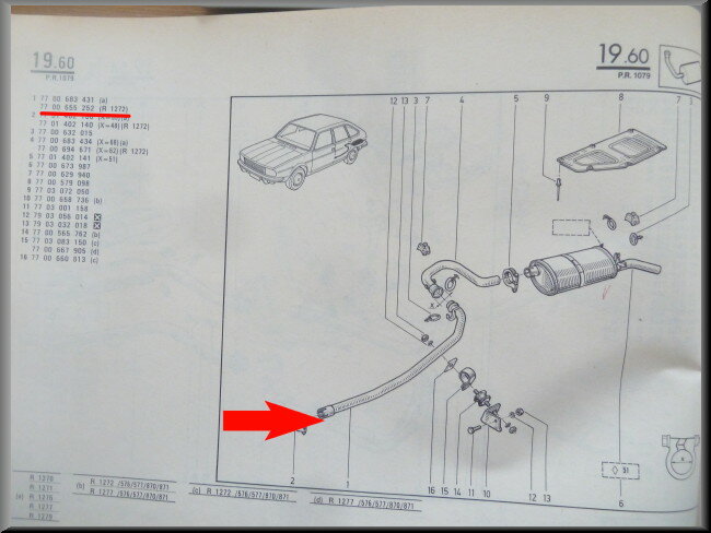 Uitlaatpijp – Renault 20 – OEM 7700655252 – NOS