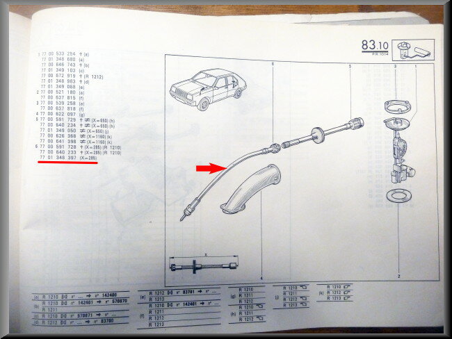 Km teller kabel – Renault 14 – OEM 7701348397 – NOS
