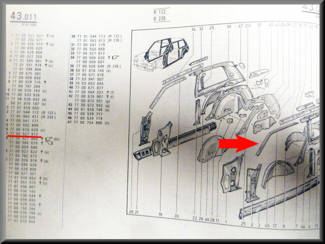 Daklijst links – Renault 5 – OEM 7700527812
