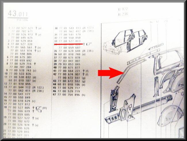 Daklijst rechts – Renault 5 – OEM 7700527813