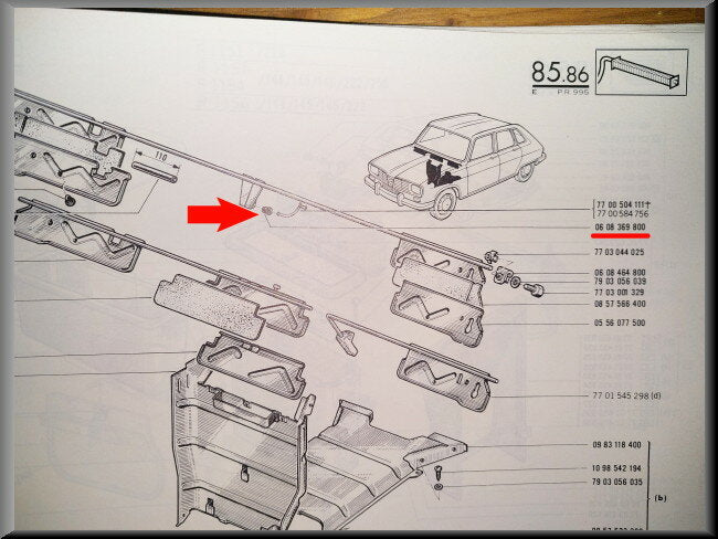 Ventilatieklep geleidingsrubber – Renault 16 – OEM 0608369800
