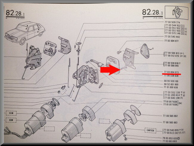 Schroef deurslot voor en achterzijde – Renault 16 – OEM 7703004073