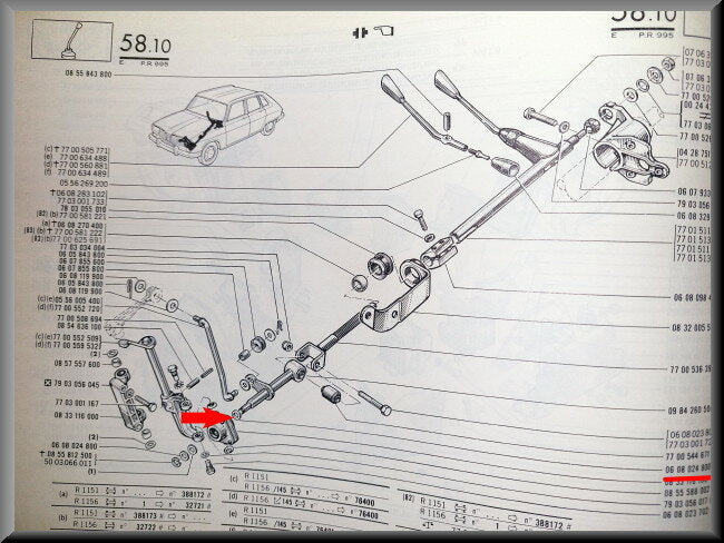Geleidering (kunststof) schakelstang lager blokje – Renault 16 – OEM 0608024800