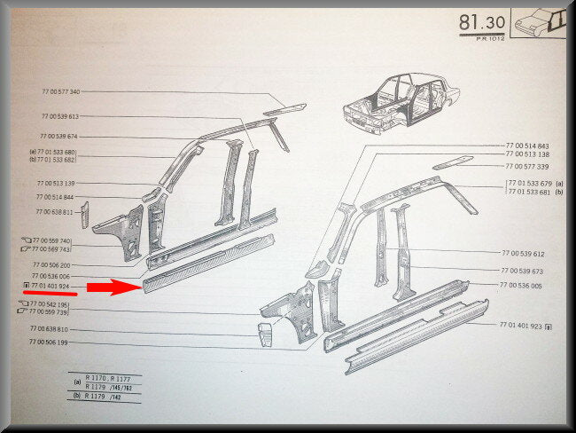 Right side sill – Renault 12 – OEM 7701401924 – NOS