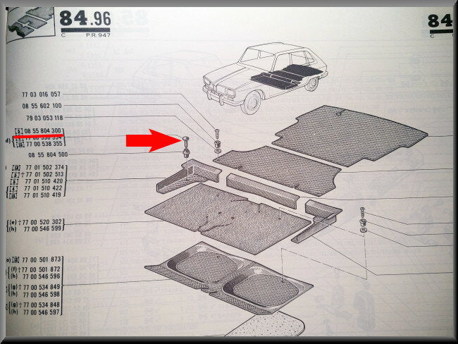 Bekleding schroef – Renault 16 – OEM 0855804300