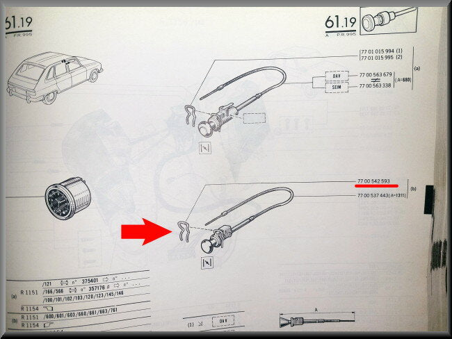 Klem choke kabel – Renault 16 – OEM 7700542593