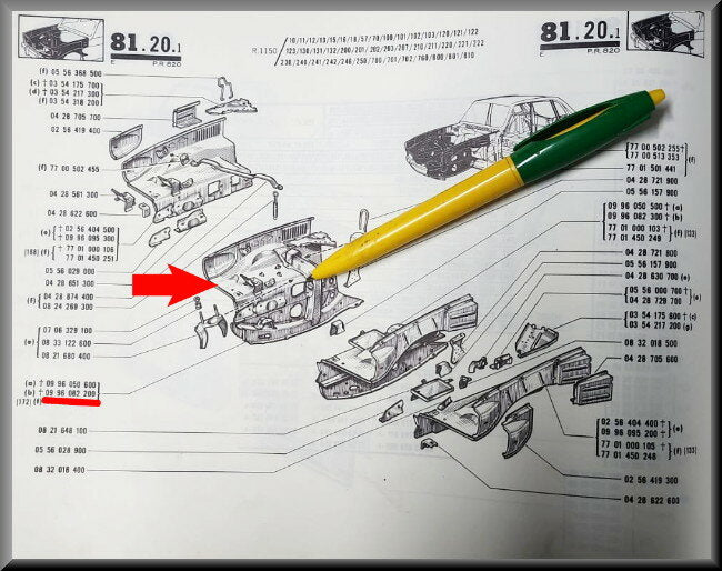 Inner wing with RHS members – Renault 16 (1150-1151) – OEM 0986082200