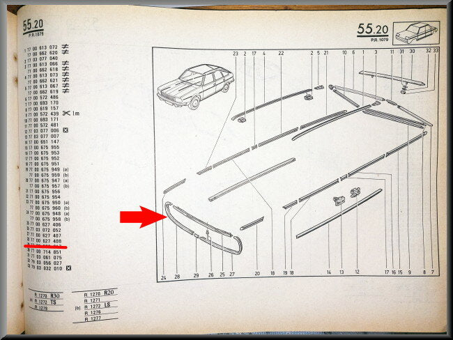 Sierlijst grill rechts – Renault 20 – OEM 7700627408 – NOS
