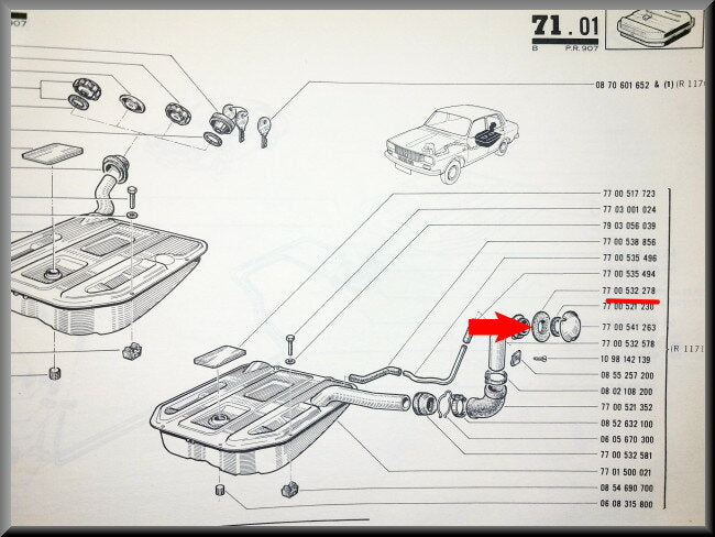 Rubber benzinepijp – Renault 12 Break – OEM 7700532278