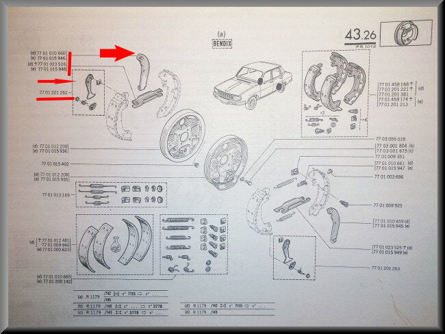 Kit de fixation mâchoires de frein – Renault 12 – OEM 7701201262 / 7701010660