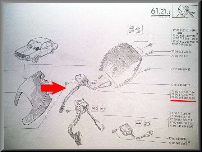 Knipperlicht schakelaar – Renault 12 – OEM 7700610169 / 7701348655