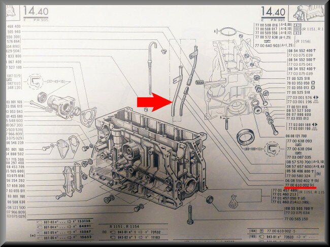 Oliepeilstok buis – Renault 16 TX – OEM 7700610002