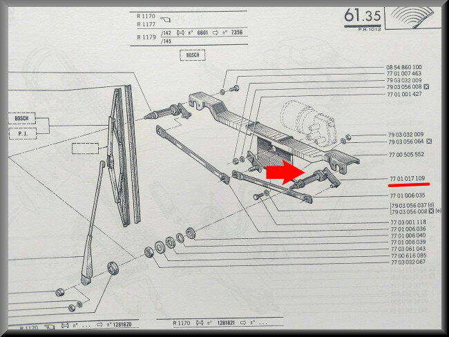 Ruitenwisser as links (Bosch) – Renault 12 – OEM 7701017109