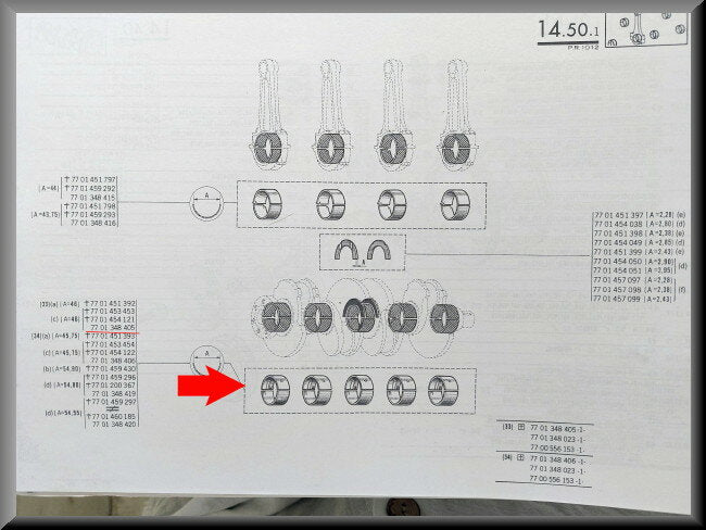 Main bearing set – Renault engines: 688, 689, 804, 810, 812. For engines up to 1974! – OEM 7701348405 –