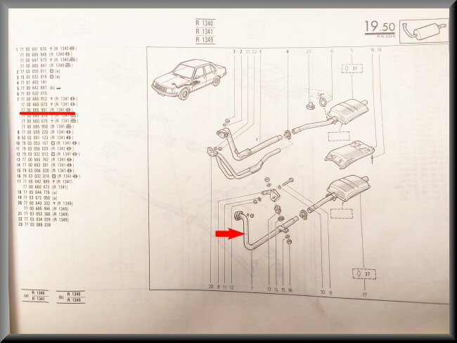 Exhaust pipe – Renault 18 – Renault Fuego – OEM 7700685951 – NOS