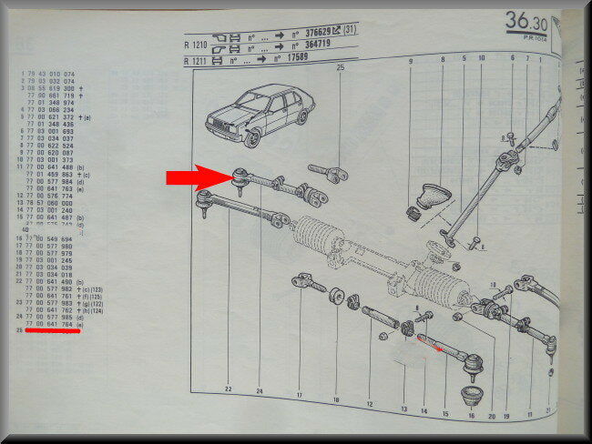 Spoorstang rechts – Renault 14 – OEM 7700641764 – NOS