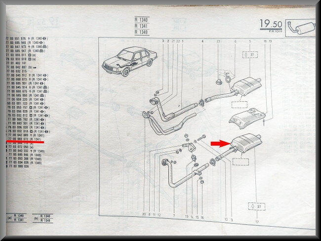 Uitlaat demper – Renault 18 – OEM 7700660672 – NOS