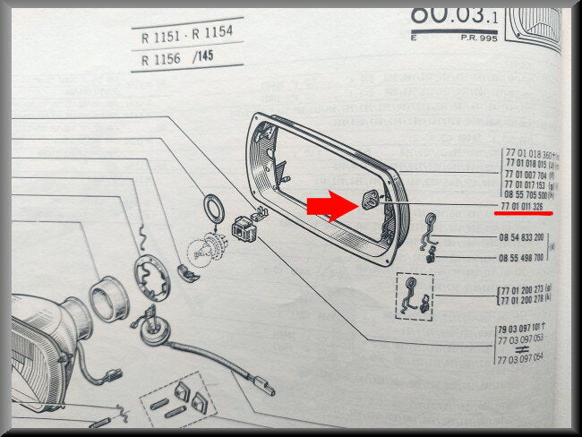 Support de phare – Renault 16 – OEM 7701011326