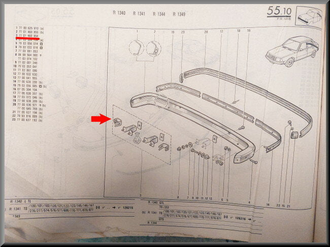 Bumper montage set achterzijde – Renault 18 – OEM 7701460854 – NOS