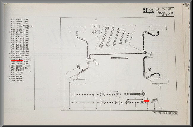 Remleiding wartel "7 16" – Renault 16 – OEM 7700611519