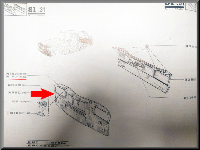 Voorfront (gestraald) – Renault 16 L – OEM 0820720300 – NOS