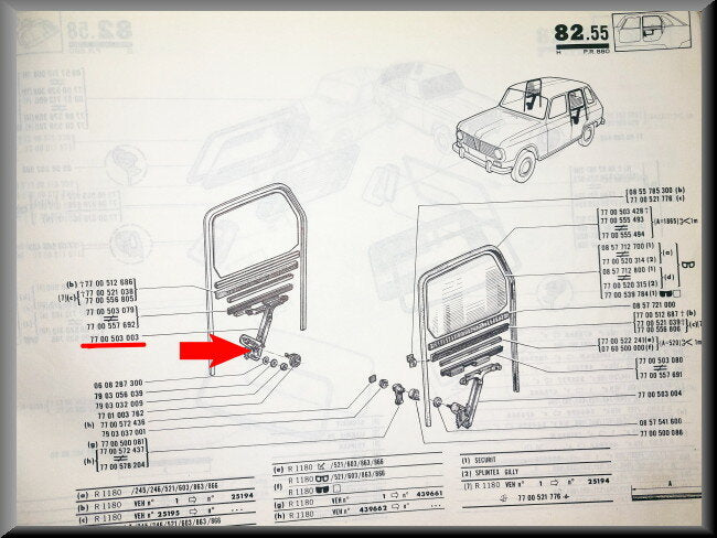 R6-Window lift mechanism rear right (New Old Stock).