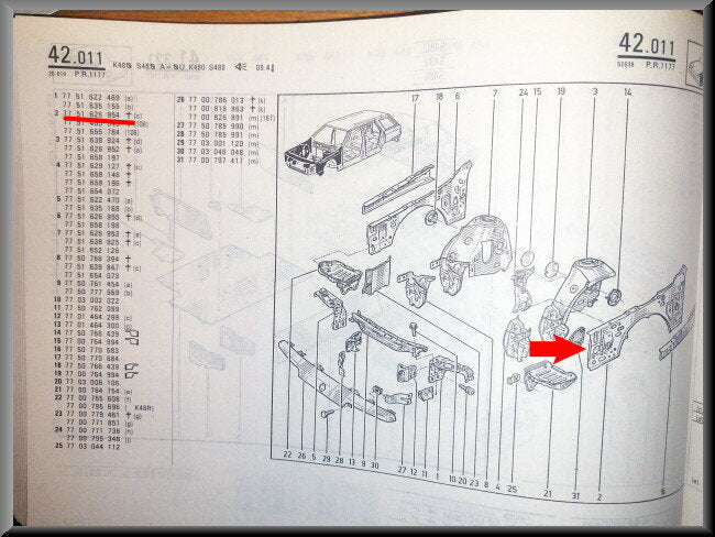 Paneel binnenscherm links – Renault 21 – OEM 7751626954 – NOS