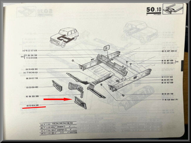 Front splash plate left – Renault 4 - Renault 6 – OEM 0353854300