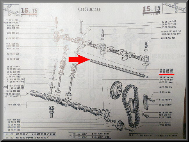 Rocker arm axle – Renault 16 TL, L – OEM 7700644085 / 0854552400 / 0982701700 – Used
