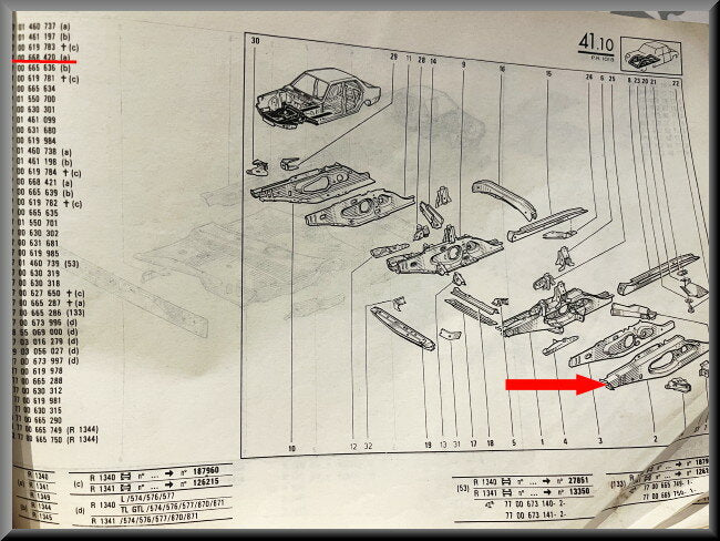 Longeron avant gauche – Renault 18 – OEM 7700668420 – NOS