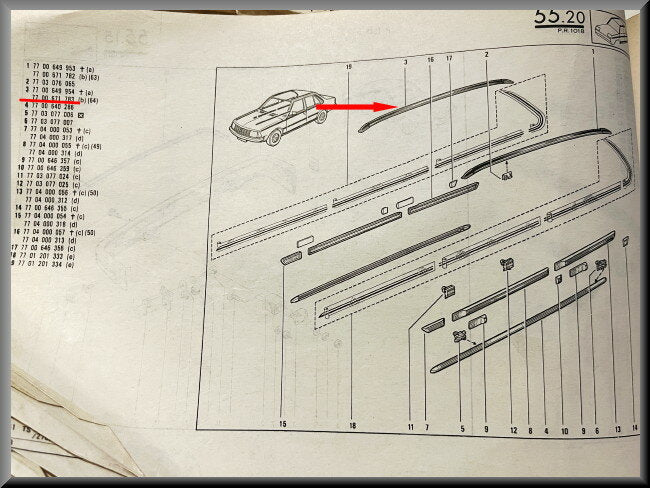 Daklijst rechts – Renault 18 – OEM 7700671783 – NOS
