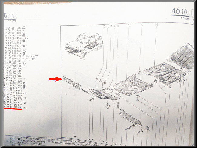 Frontplaat rechts – Renault 5 – OEM 7700536530 – NOS