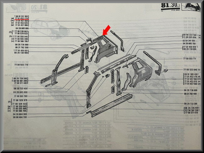 R6: Rear wing right with lock plate (New Old Stock).