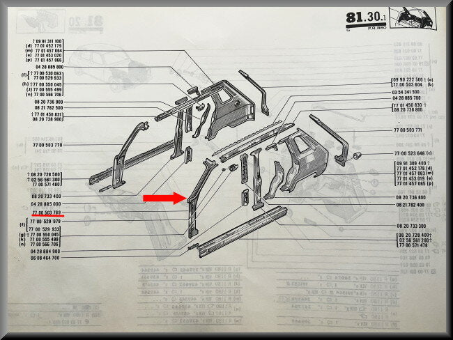 Deel A Stijl links – Renault 6 – OEM 7700503769 – NOS