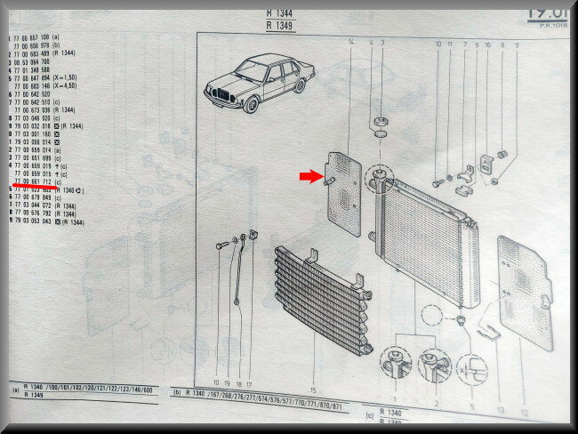 Radiator schot rechts – Renault 18 – OEM 7700661712 – NOS