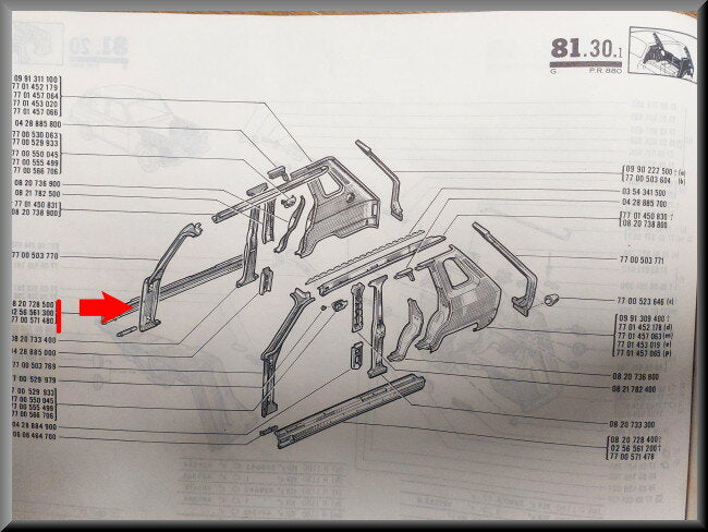 Longeron droit – Renault 6 – OEM 0256561300 – NOS