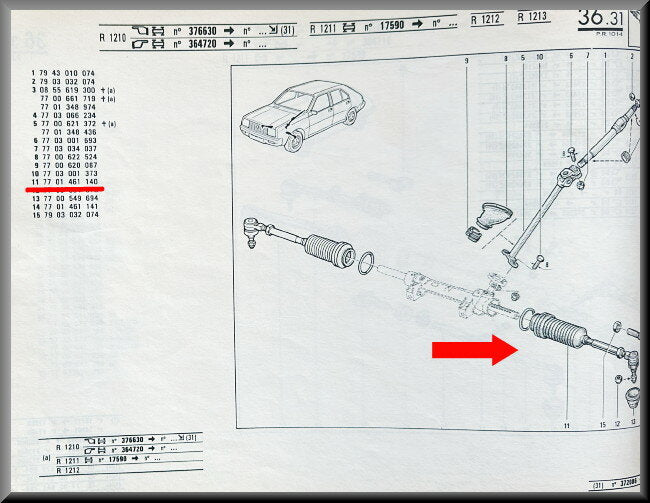 Track rod set – Renault 14 – OEM 7701461140 – NOS