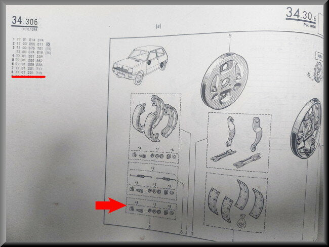 R4, R5, espace, R21,R25: Disc brake spring set (New Old Stock).