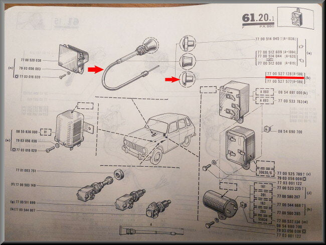 Choke cable – Renault 6 – OEM 7700527128 – NOS