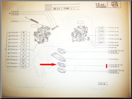 Carburateurvoet isolatie plaat 65 mm 5mm – Renault 12 – Renaul 5 - Renault 8 - OEM 7700524854