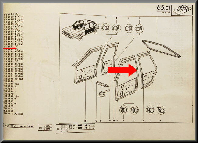 R18-20 : Joint de porte arrière gauche (Neuf d'époque).