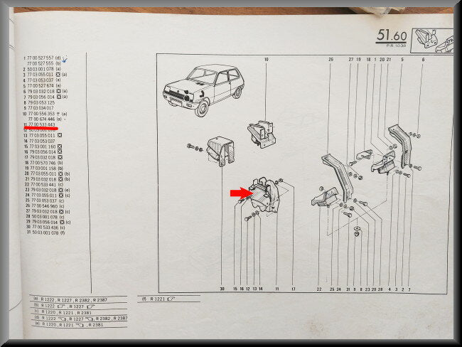 Ophangsteun versnellingsbak – Renault 5 – OEM 7700533443 – NOS